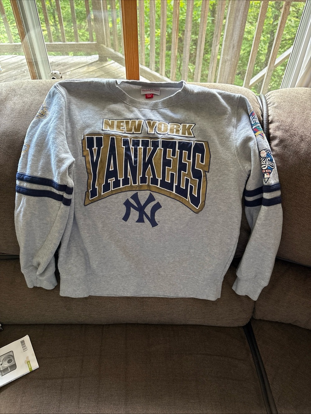 Mitchell & Ness New York Yankees Gray/Navy Crewneck Sweatshirt Baseball M